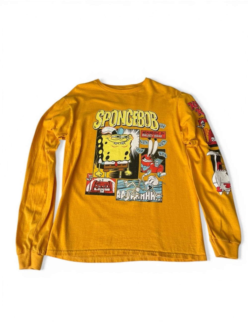 Nickelodeon Men’s SpongeBob Yellow Graphic Long Sleeve Tee - M